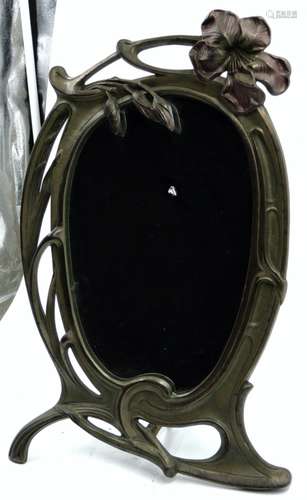 FRENCH ART NOUVEAU BRONZE MIRROR