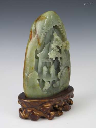 CHINESE CELADON RUSSET JADE BOULDER