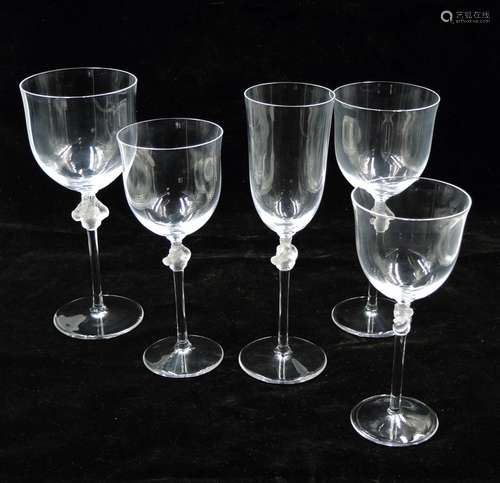 SET OF 65 LALIQUE GOBLETS