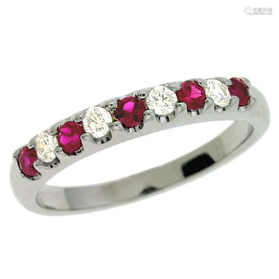 Ruby & Dia White Gold Band