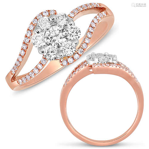 White & Rose Gold Fashion Ring