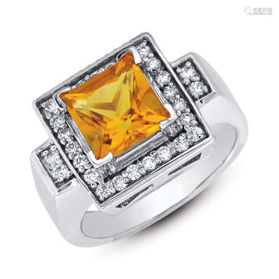 Citrine & Diamond Ring