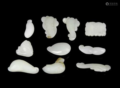 Chinese White Jade Pendants (10 pc.)