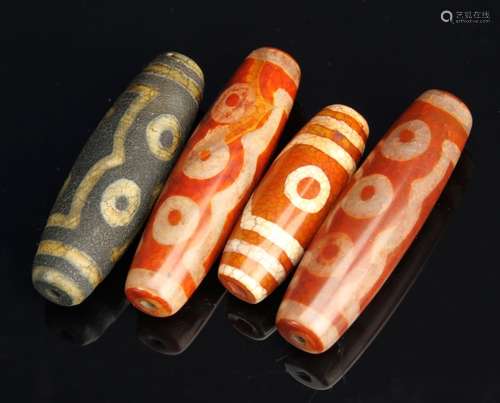 Four Tibetan Zi Beads