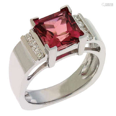 Pink Tourmaline & Diamond Ring