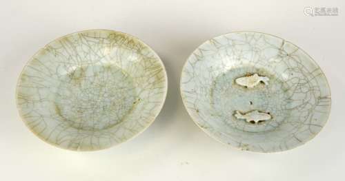 Two Chinese Celadon Crackle Bowls/Dishes