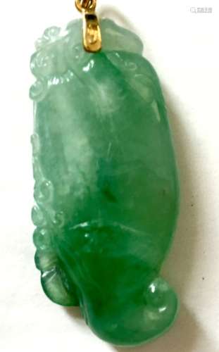 HK Lab. Chinese Natural Green Jadeite Pendant