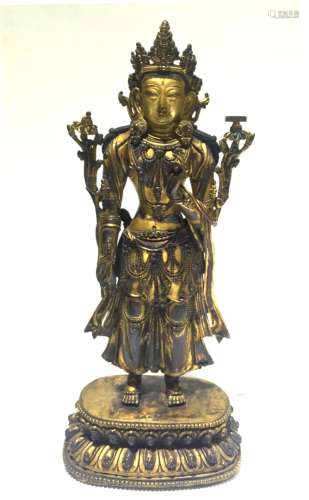 Ming Chinese Gilt Bronze Buddha Figure
