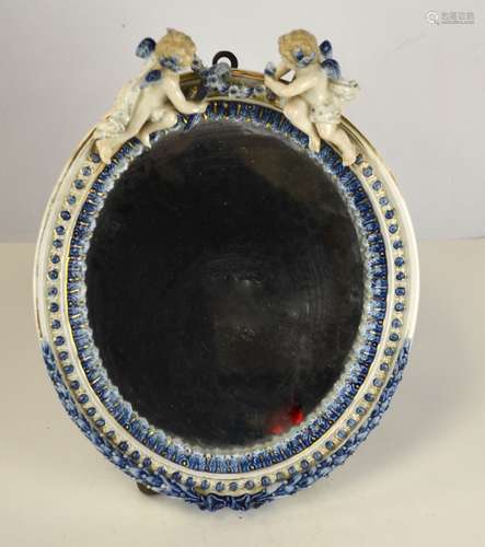 Blue & White Porcelain Frame w Mirror