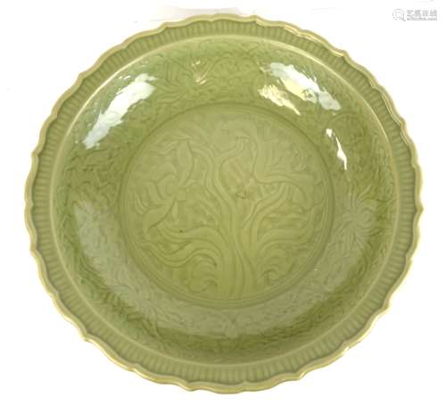Chinese Large Celadon Longquan Glazed Charger