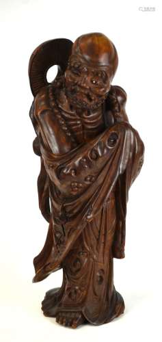 Large Chinese Carved Wood Luohan Figure