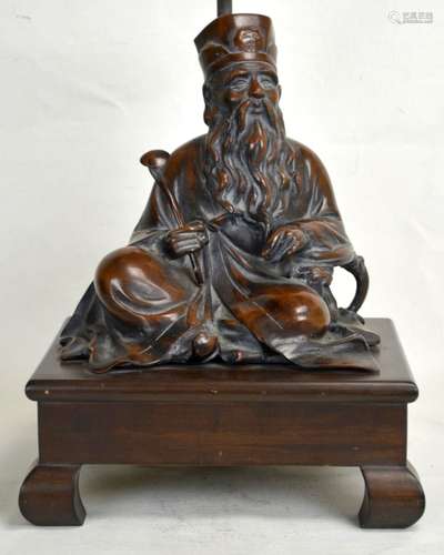 Frederick Cooper Chinese  Bronze Seated Fig Lamp