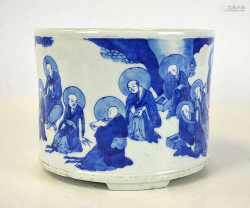 19/20th Chinese Blue & White Brush Pot