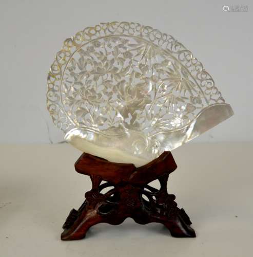 Mother Pearl Carving w Stand
