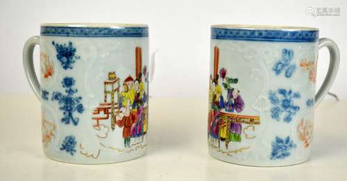 Pair Chinese Famille Rose  Mugs