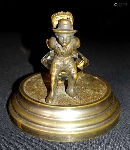 19th Cen Bronze Figure w Crystal