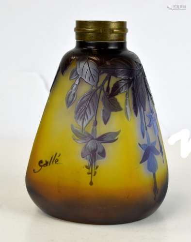 Galle Purple & Yellow Art Glass Vase