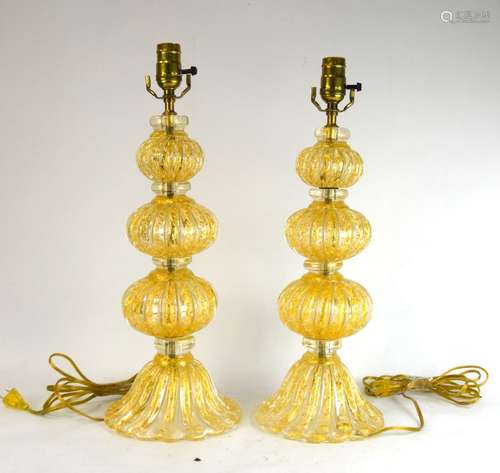 Pr Moranno Gold Flick Glass Lamps