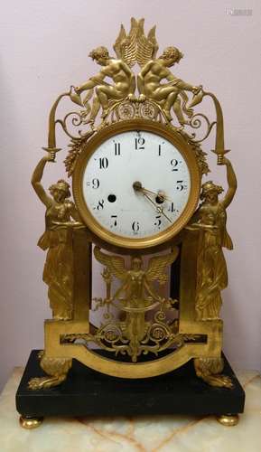 French Dore Bronze Gilt Clock