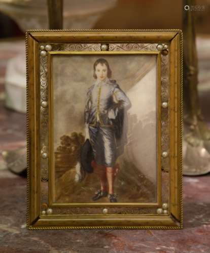 European Enamel Painting w/ Bronze Frame