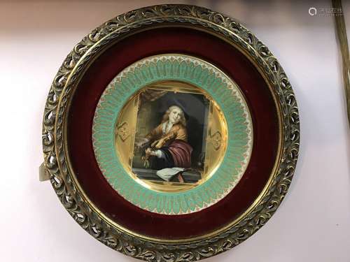 Porcelain Plaque w/ Gilt Wood Frame