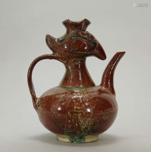 Chinese Peach Bloom Phoenix Porcelain Teapot