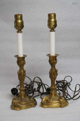 Pair of 19th C. Gilt Bronze Table Lighters