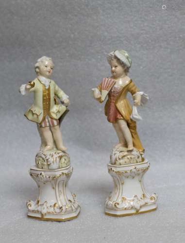 Two Pieces of K.P.M. Figure w/ Porcelain Stand