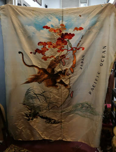 Antique Chinese Large Embroidery,  Flying Tiger