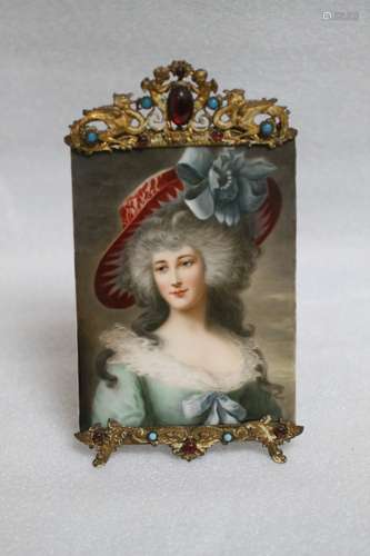 19th C. European Porcelain Plaque w/ Gilt Frame