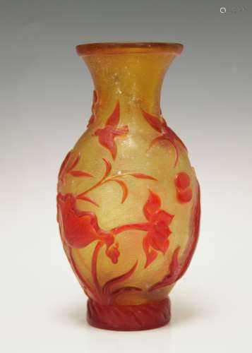 Chinese Red Peking Glass Vase