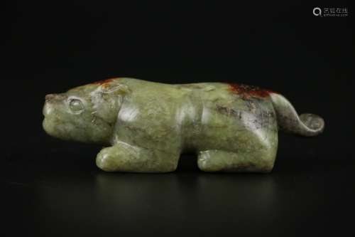 Qing Dynasty Yellow Jade Carved Beast