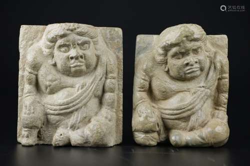 Pair of Tang Dynasty Chinese Stone Figures