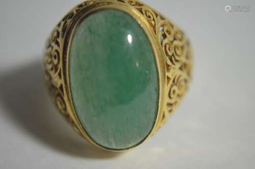 Chinese Jadeite Gold Ring, hand Open work