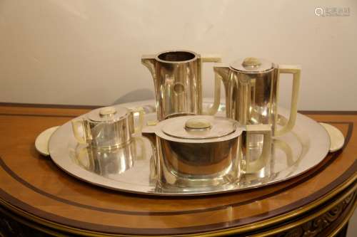 6 Pieces of German Silver Teaset, Marked