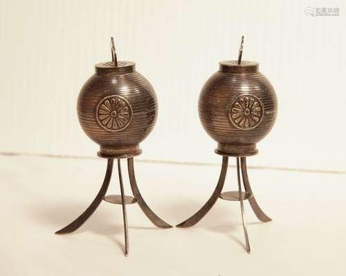 Pair of Japanese Silver Censer, Marked on Base