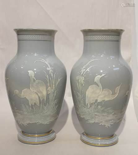 Pair of Opaline Glass Vase