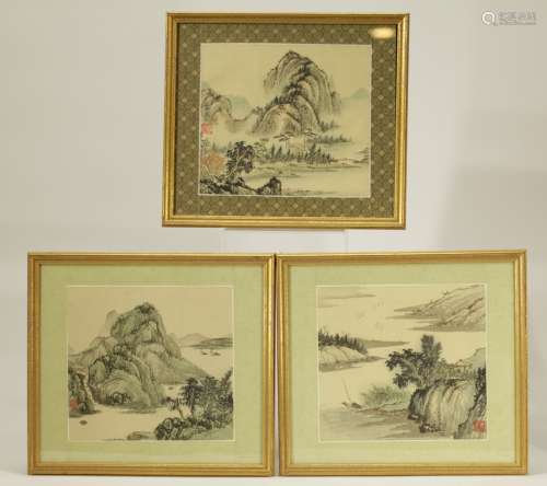 3 Pieces of Chinese Hand Painted Water Color Paint
