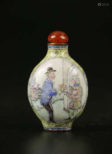 18th C. Chinese Enamel Bronze Snuff Bottle