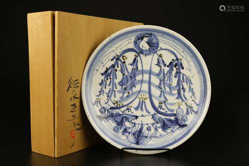 20th C. Japanese Blue/White Porcelain Plate