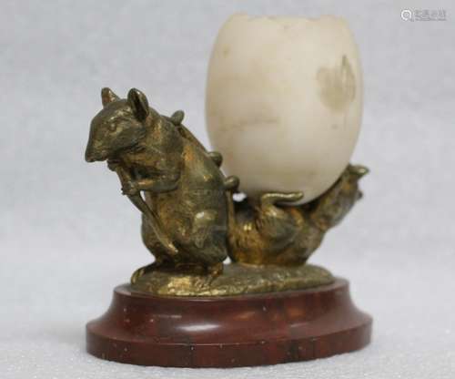 European Bronze Candle Holder of Mouse Designed