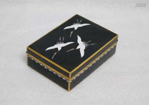 Japanese Cloisonne Box, w/ Cranes Design
