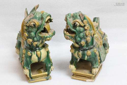 Pair of 19th C. Chinese Ceramic Foo Dog