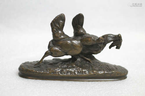 European Bronze Chicken, Signed 