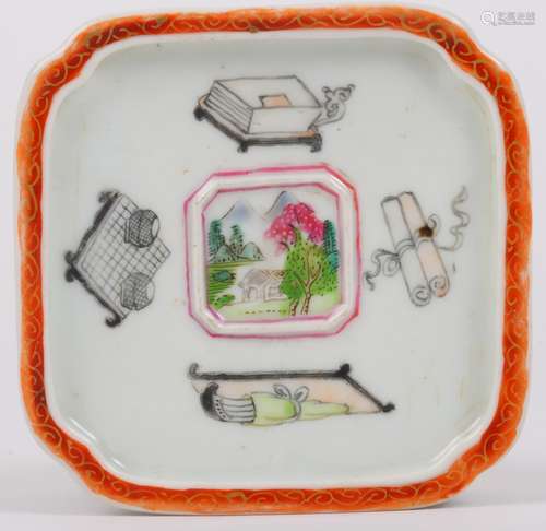 18th C. Chinese Famille Rose Porcelain Ink Dish