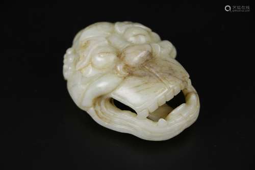 Ming or Earlier Chinese Carved Jade Mask