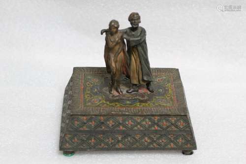 19th C. Arabic Subject Music Box  w/ Two Figures