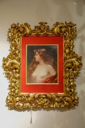 KPM Porcelain Plaque w/ Gilt Leaf Frame