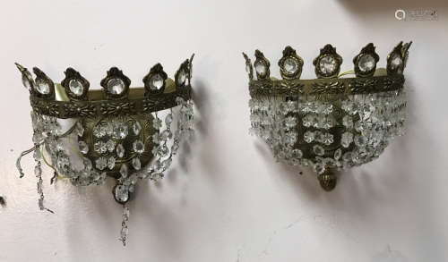 Pair of Crystal Wall Hanging Lights