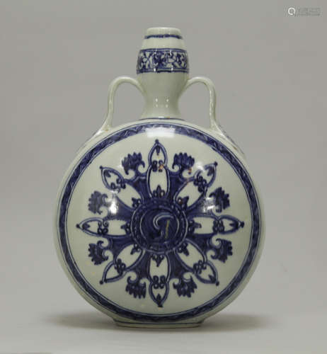 Chinese Blue/White Moon Flask Vase